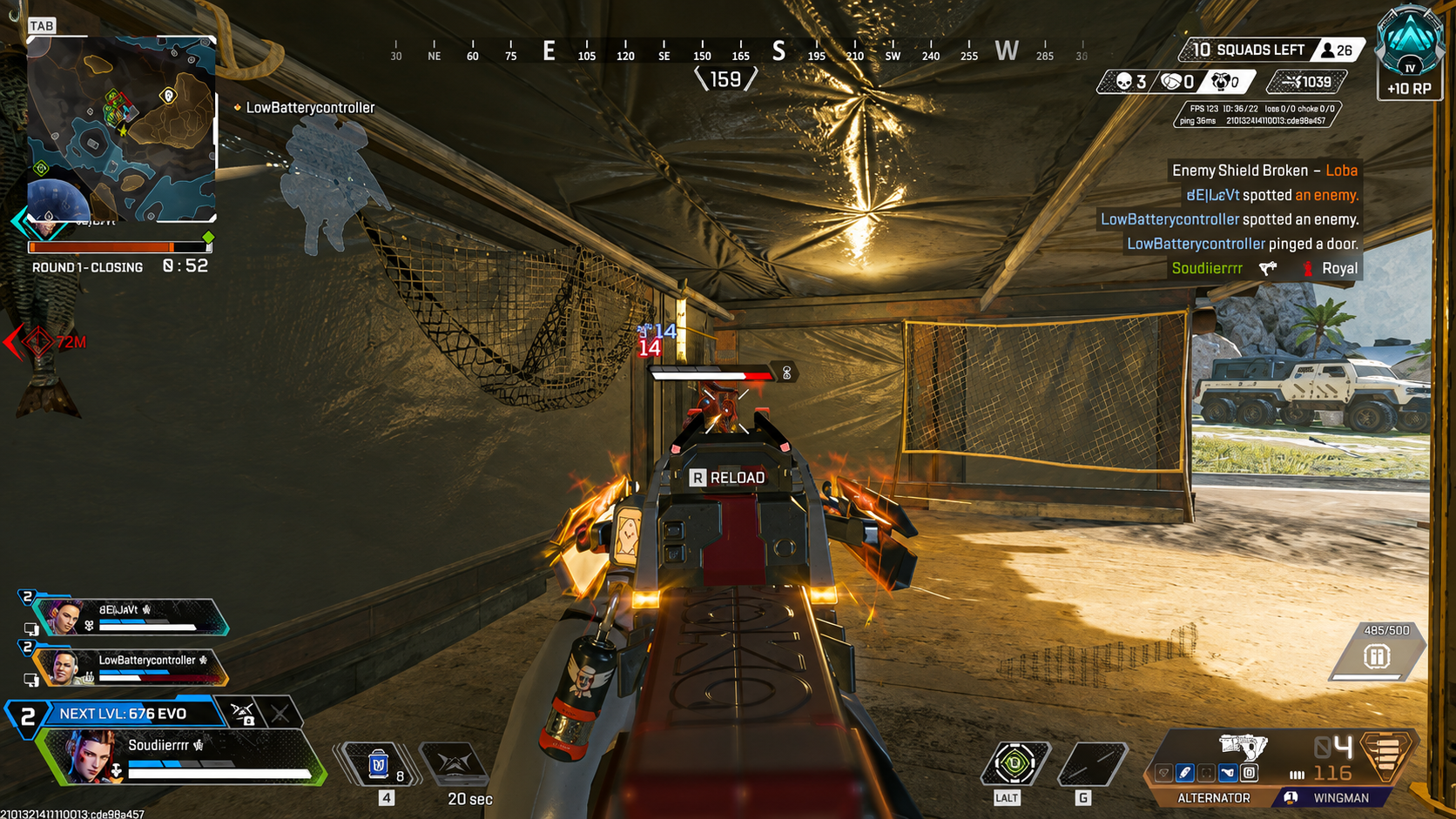 First player's view of the Apex Legends fight